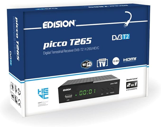 Nein Auslaufartikel (Produktion durch EDISION Picco T265 Full HD H.265 HEVC terrestrischer FTA Receiver T2 mit Triple Tuner, USB, HDMI, SCART, Schwarz