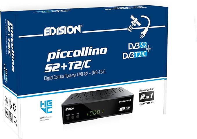 Nein Auslaufartikel (Produktion durch Edision Piccollino S2+T2/C Combo HD-Receiver Triple Tuner DVB-S2/T2/C H.265 HEVC Unicable LAN HDMI deutsch