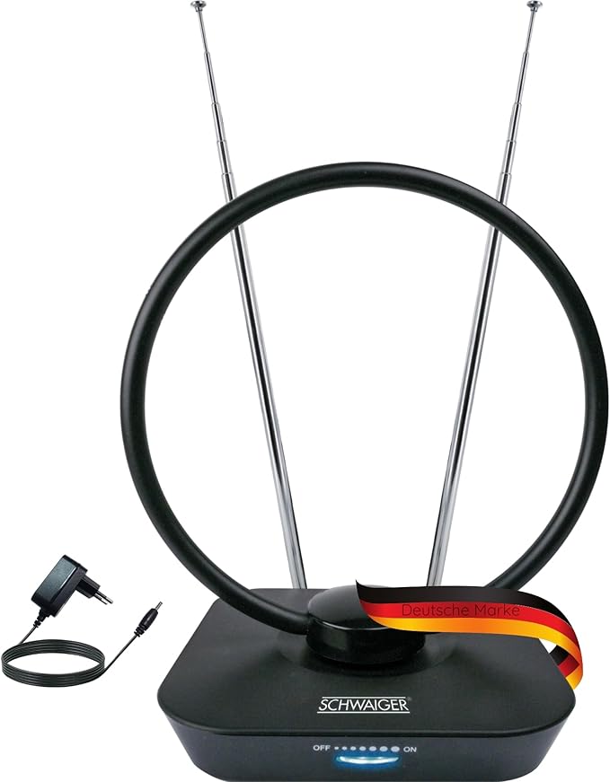 Nein Auslaufartikel (Produktion durch SCHWAIGER DVB-T2 Zimmerantenne mit 36dB Verstärker und LTE-Sperrfilter für digitalen TV & Radioempfang - Modell 720365