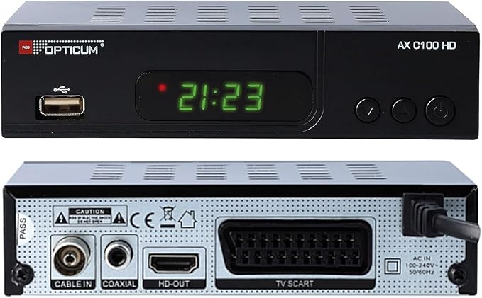 RED OPTICUM AX C100 HD Kabel-Receiver mit Triple Tuner, PVR, HDMI, USB, SCART & LED-Display für digitales Kabelfernsehen – 33032