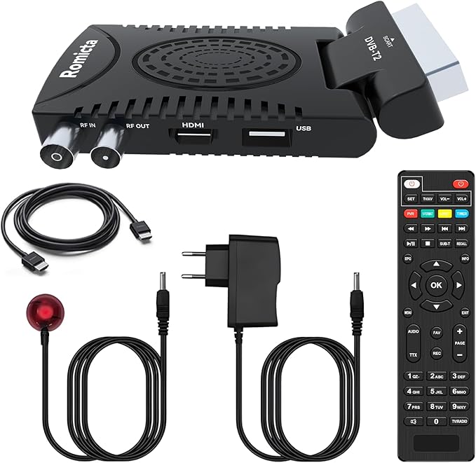 Romicta JDH003 DVB-T2 & DVB-C Triple Tuner Receiver mit H.265 HEVC, FHD 1080P, PVR, USB, HDMI, SCART & Timeshift