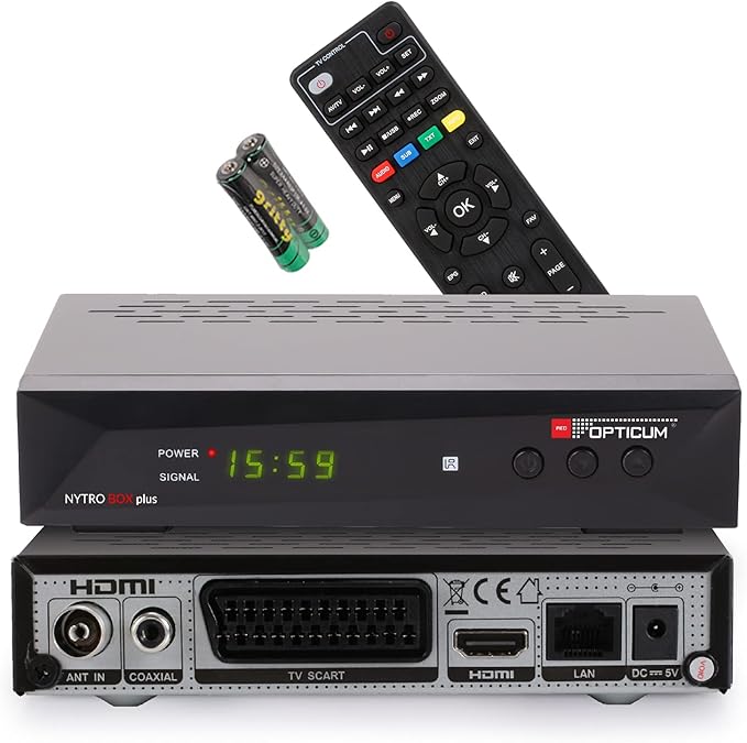 RED OPTICUM 23025 Nytro Box Plus Hybrid-Receiver HD-TV I DVB-C & DVB-T2 Receiver mit Aufnahmefunktion PVR - HDMI - USB - SCART - Coaxial Audio - Ethernet - LED Display I Digitaler Kabelreceiver