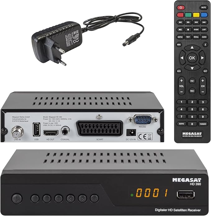 Megasat HD 390 HD Sat-Receiver Triple Tuner DVB-S/S2 Mediaplayer HDMI 2x USB Schwarz – 0201125