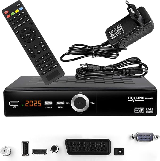 HD-LINE LINE HD Sat Receiver DVB-S/S2 Triple Tuner Full HD 1080p für Astra Hotbird Türksat mit HDMI SCART USB