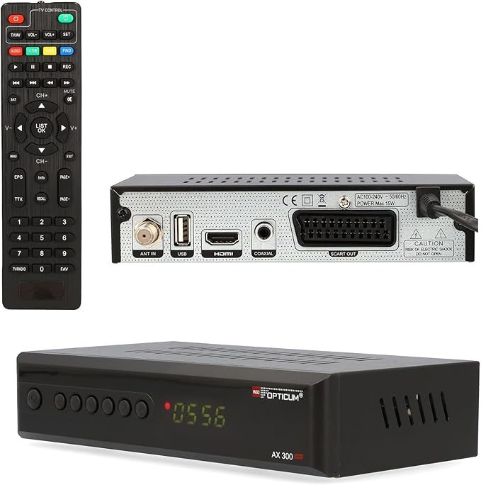 N/A RED OPTICUM AX 300 Plus HD Satelliten-Receiver mit PVR, HDMI, SCART, USB, digitalem Audioausgang & Zeitshift-Funktion