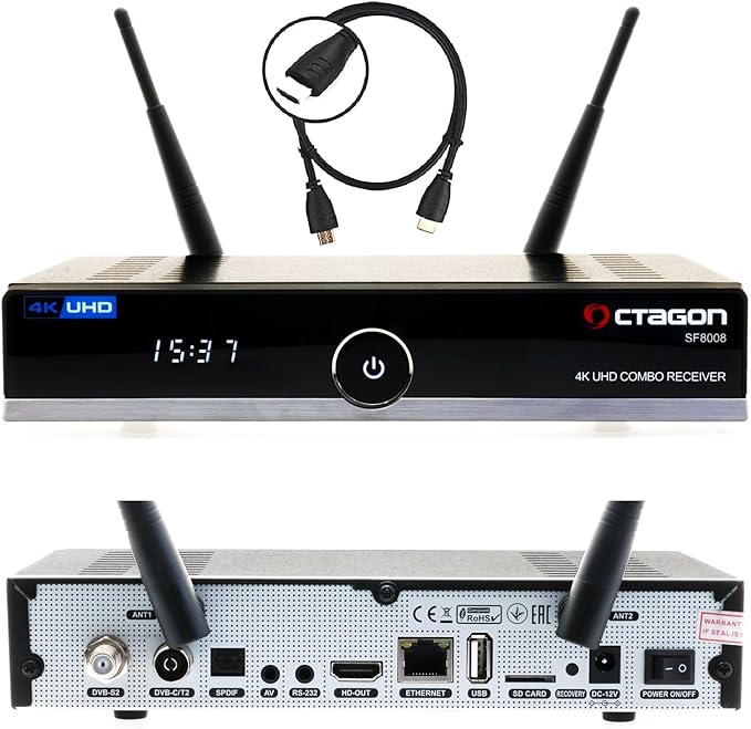 Nein Auslaufartikel (Produktion durch Octagon SF8008 UHD 4K Combo Receiver Triple Tuner DVB-S2X/T2/C mit WiFi, Gigabit LAN & PVR – OCT-SF-80