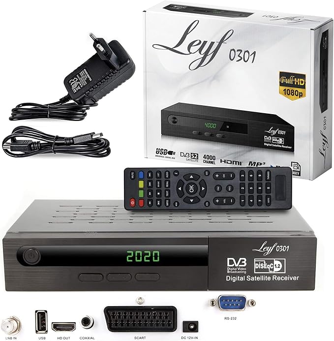 hd-line 0301 Satellitenreceiver Triple Tuner DVB-S/S2 FHD 1080p HDMI SCART USB für Astra Hotbird Türksat vorkonfiguriert