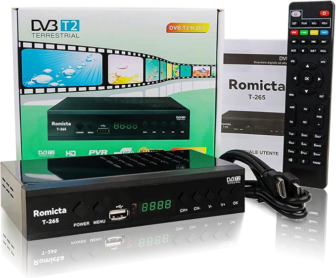 Romicta DVB-T2 Receiver Triple Tuner DVB-C/T2 H.265 HEVC FTA Full HD 1080P, PVR, USB, HDMI, SCART, Timeshift, Freenet TV