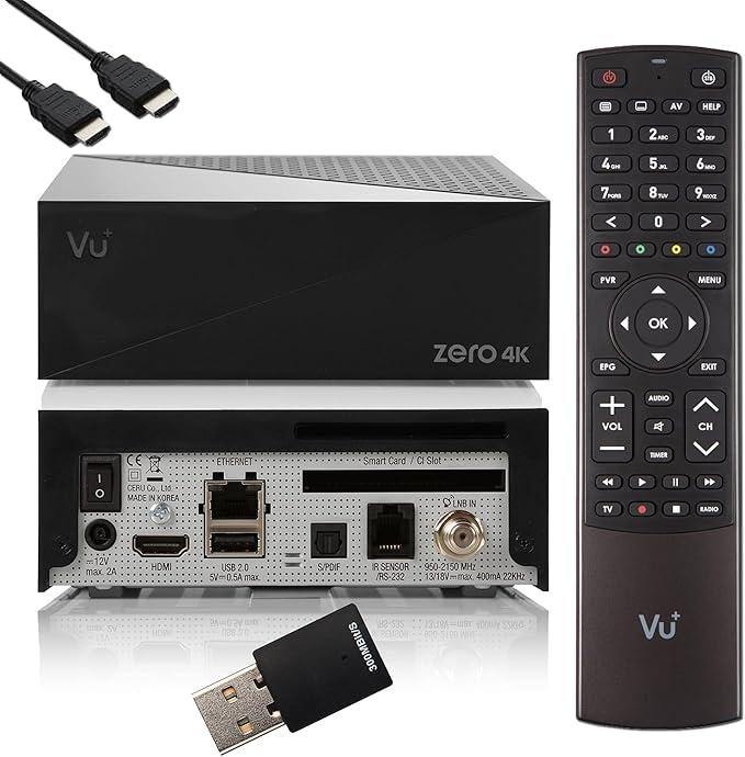 VUplus Zero 4K UHD HDR Sat-Receiver mit DVB-S2X Triple Tuner, 300 Mbit WLAN, YouTube, CI+, HbbTV & Media Player