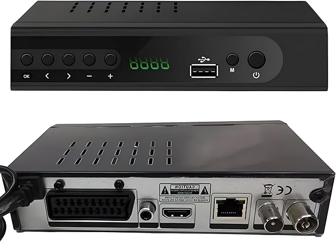 Retoo DVB-T2 Triple Tuner Receiver Full HD 1080p mit PVR Aufnahme, Timeshift, H.265 HEVC & USB, Schwarz