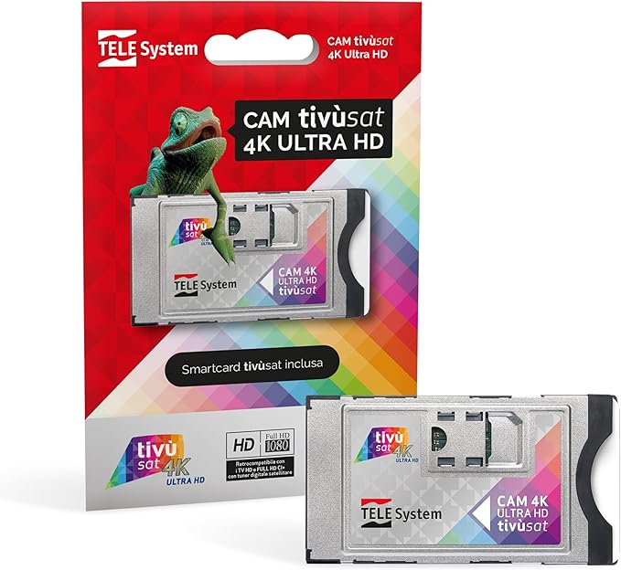 TELE System Tivùsat 4K UHD Receiver 4324 mit DAZN für Serie A, inklusive aktiver Smartcard und Cam